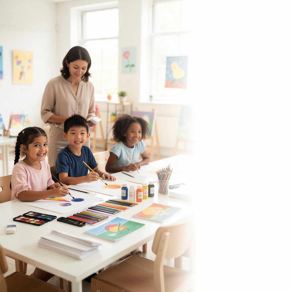 Children creating art at Ridley-Tree Education Center at McCormick summer camps and art programs in Santa Barbara